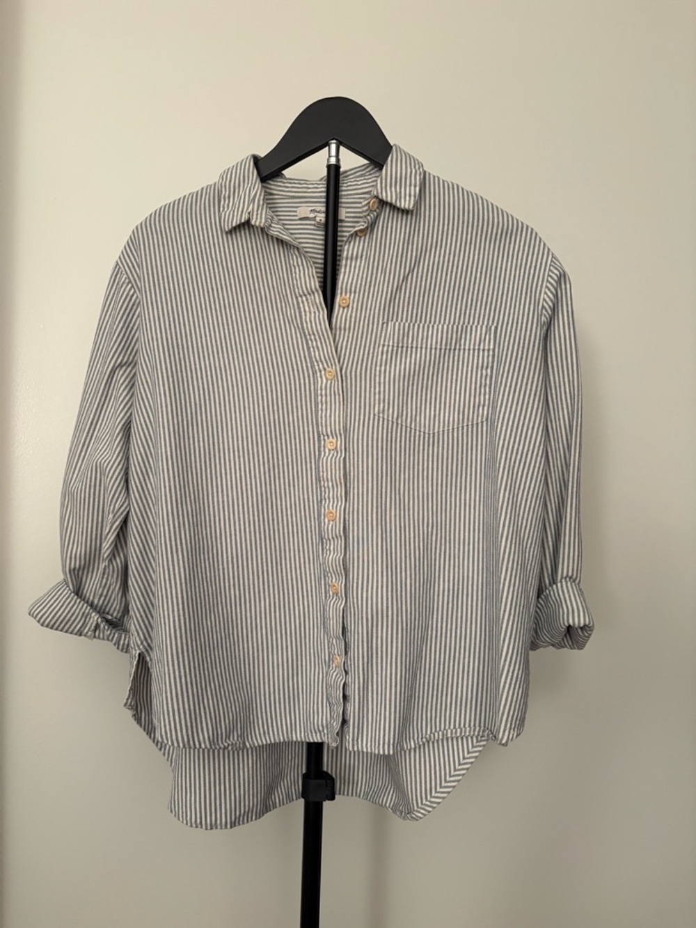 Madewell Blue and White Striped Button-Up Shirt